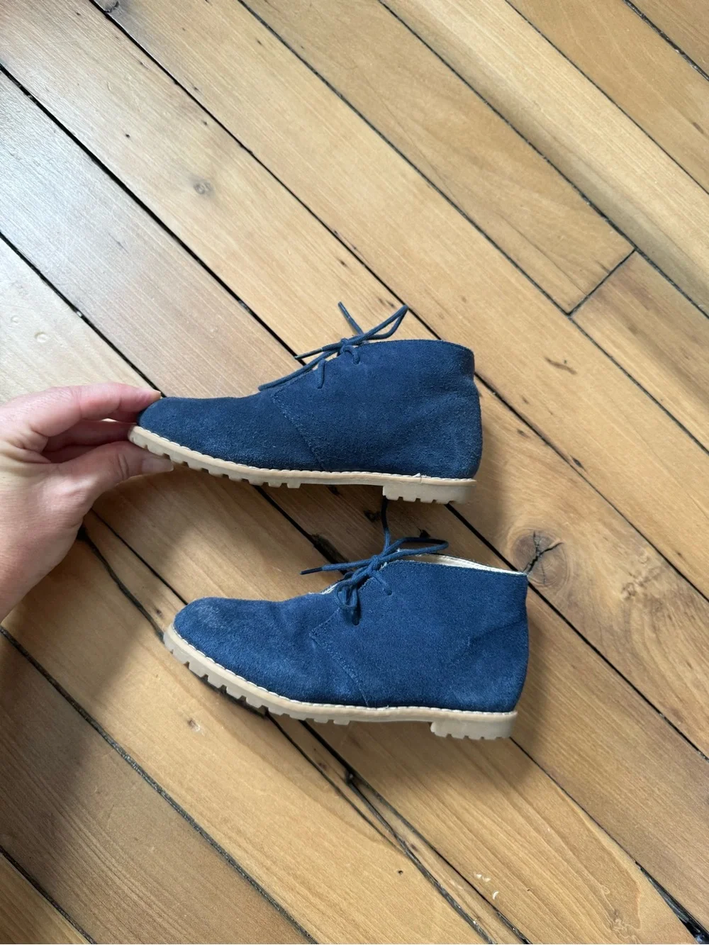 Navy Real Suede Desert Boots
